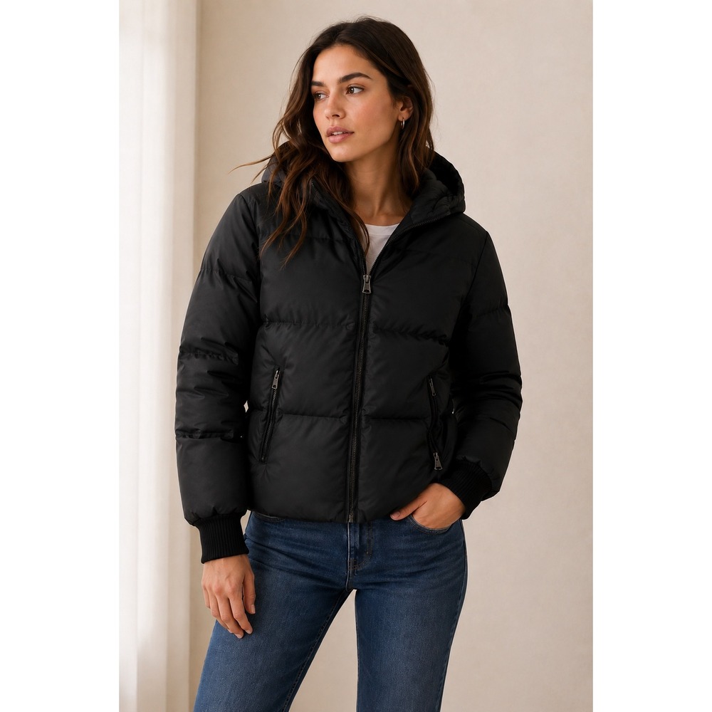 AllAccess Womens Black Hooded Down Puffer Jacket Coat Size XS 1166197-011 NEW